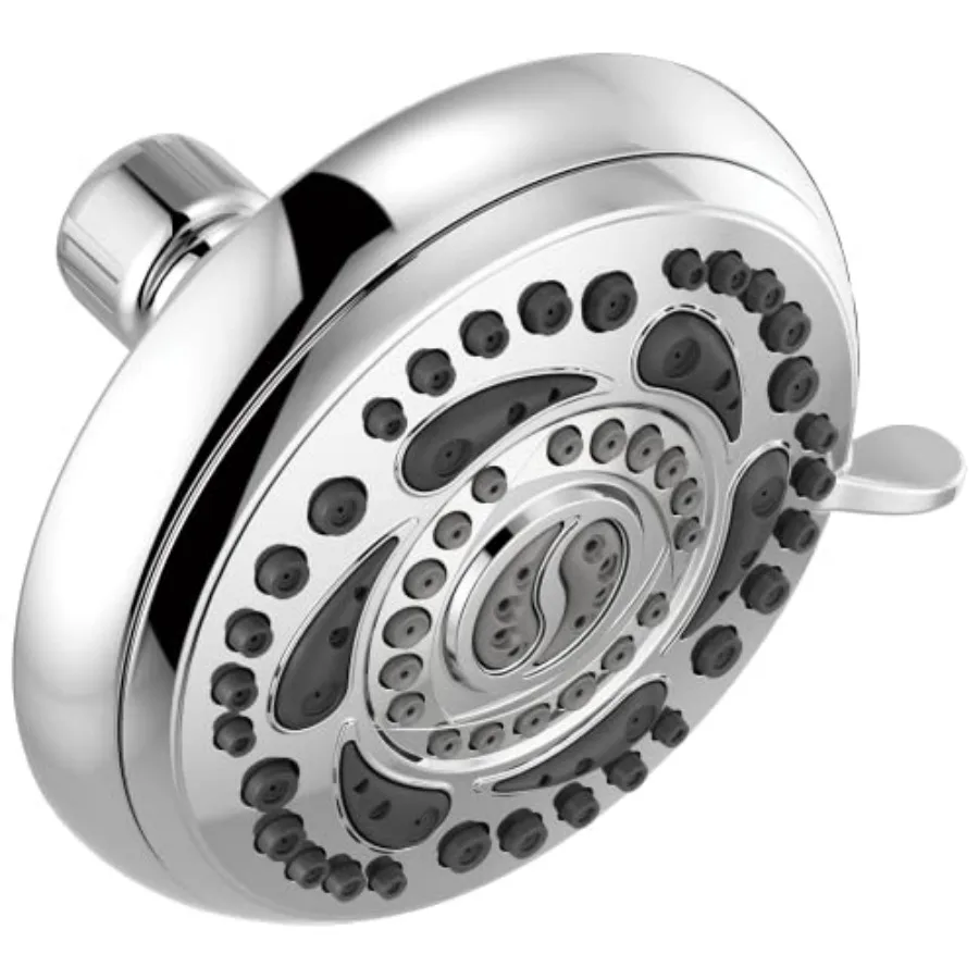 Universal Shower Head Chrome 7 Settings Modern Round Shape for Bathroom Shower Use