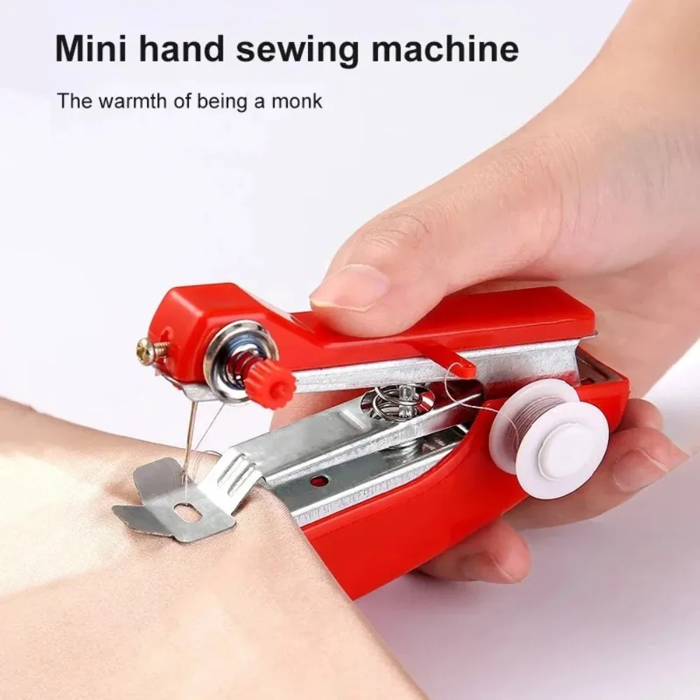 Portable Manual Sewing Machine Mini Simple Operation Sewing Fabric Tool Hand-Held Stitch Handy DIY Apparel Tool Knit Fabric