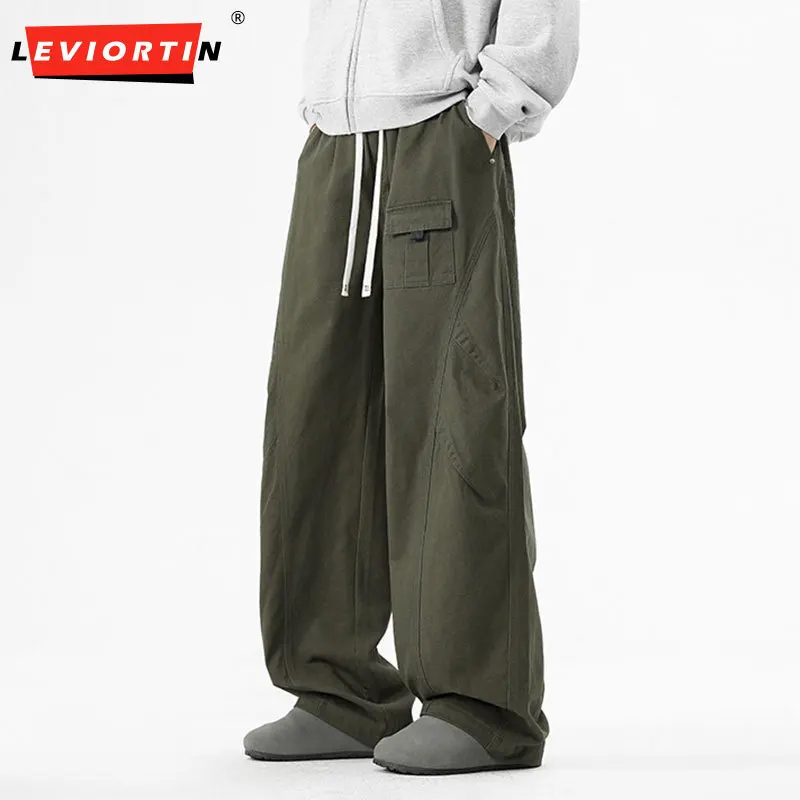 

2025 Four Seasons Новые японские базовые брюки-карго с девятью ногами, однотонные простые свободные повседневные брюки с прямыми штанинами для мужчин и женщин