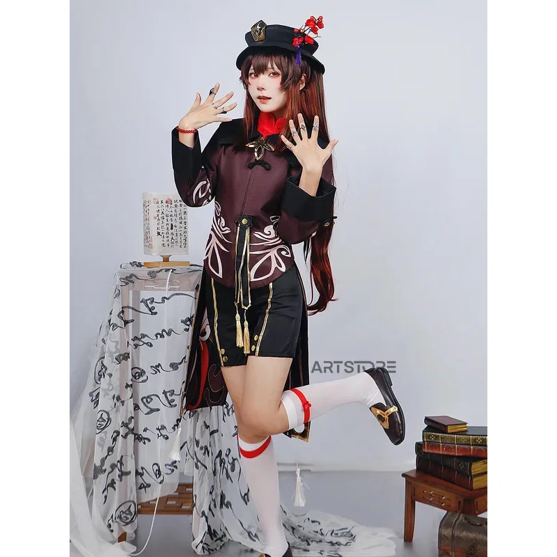 Genshinimpact Hutao disfraz de Cosplay, uniforme, peluca, juego de Anime, Hu Tao, estilo chino, Disfraces de Halloween para mujer