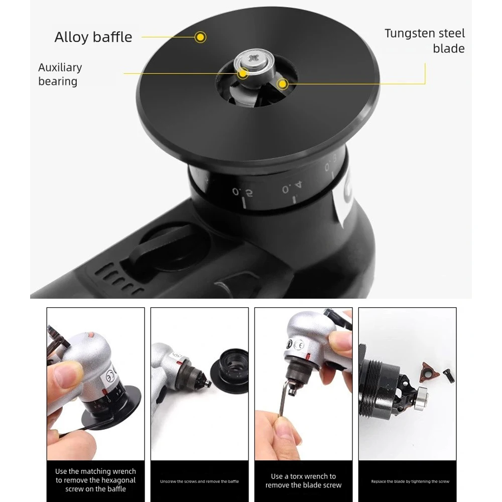 Mini Pneumatic Chamfering Machine Deburring 45 Degree Portable HandHeld Metal Trimming Machine Pneumatic Tools Kits L30000RPM
