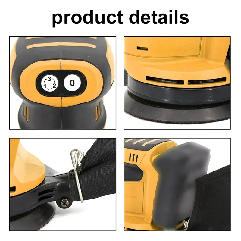 Mamidw Brushless Cordless Rechargeable Disc Random Orbital Sander Woodworking Sanding Putty Polishing Tool For Dewalt 20V