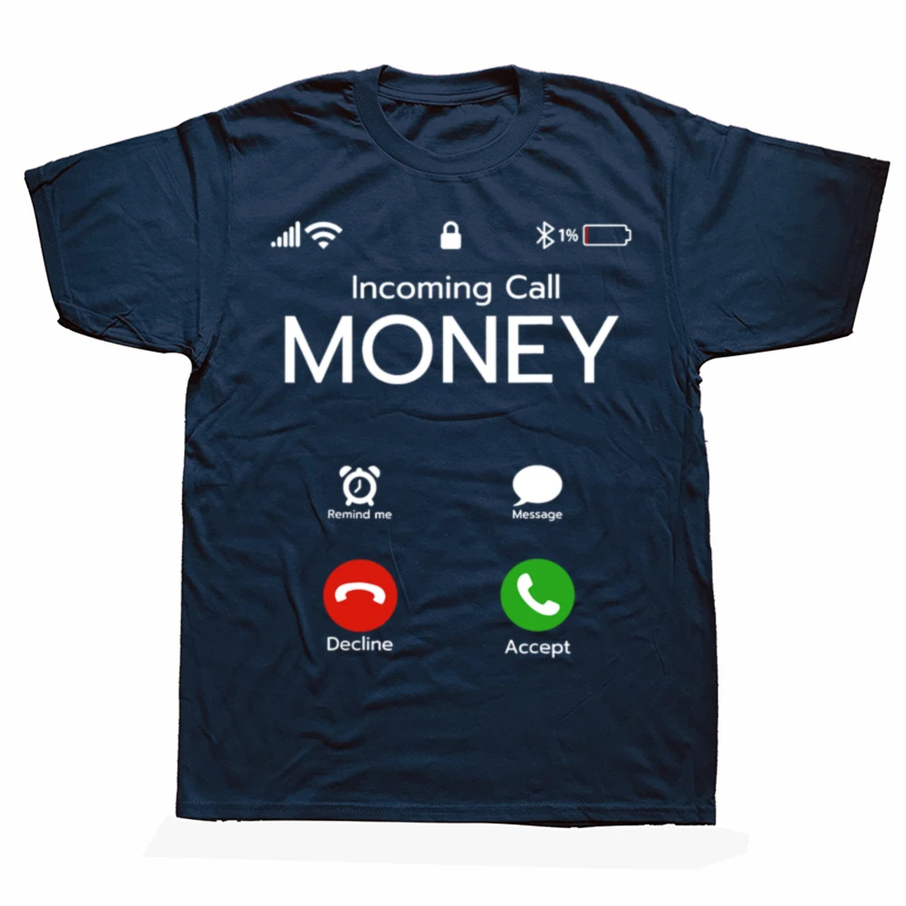 Lustiges „Money Is Calling“-T-Shirt mit Telefon-Design, grafisches T-Shirt für Herren und Damen, modisches, lässiges T-Shirt aus 100 % Baumwolle, lockeres, übergroßes T-Shirt – Detail 3