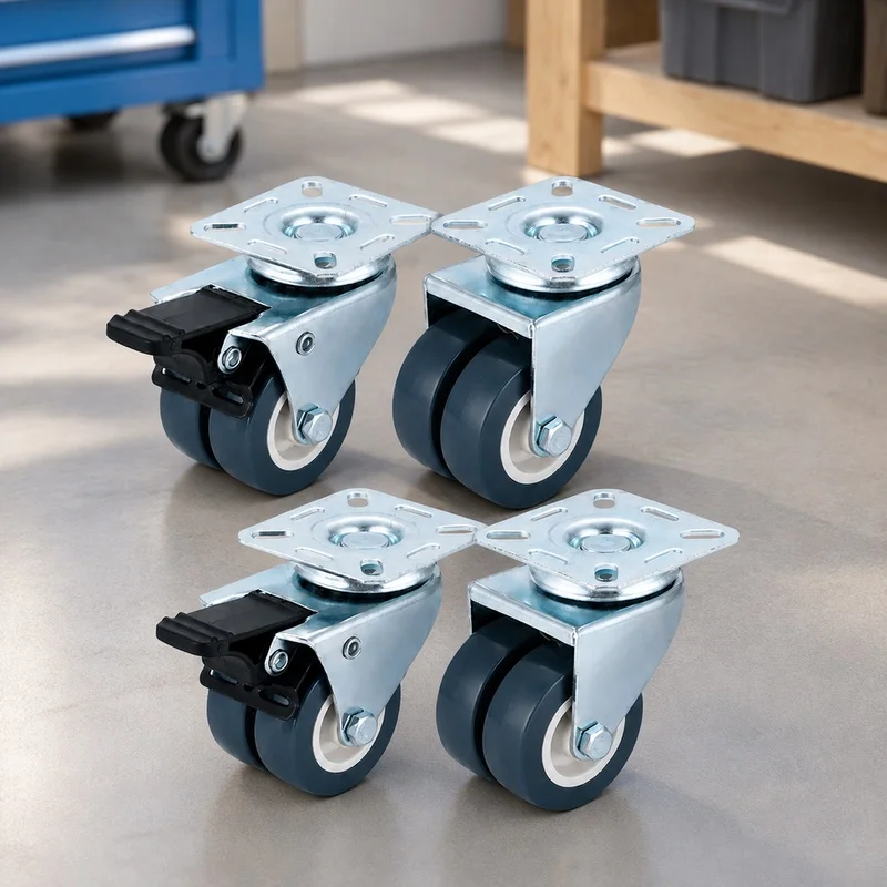 Pack of 4 Lockable Swivel Casters in Silver, Durable Heavy-Duty Wheels Supporting Up to 362.87KG for Furniture and Cart Mobility