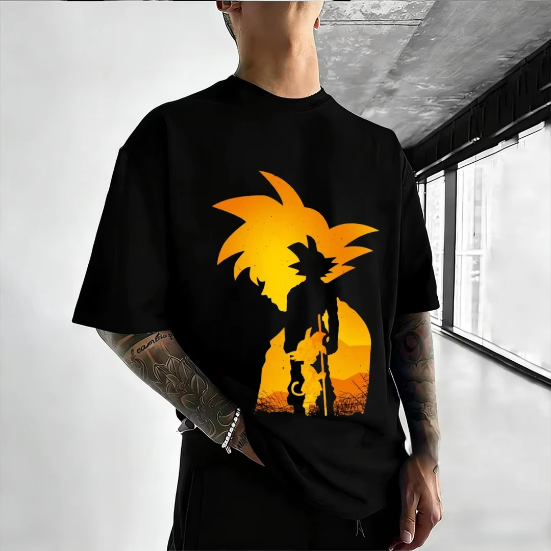 

Футболка с двойным силуэтом Гоку из Dragon Ball 2026 для мужчин, женщин и детей, удобная летняя свободная футболка в стиле ретро-аниме