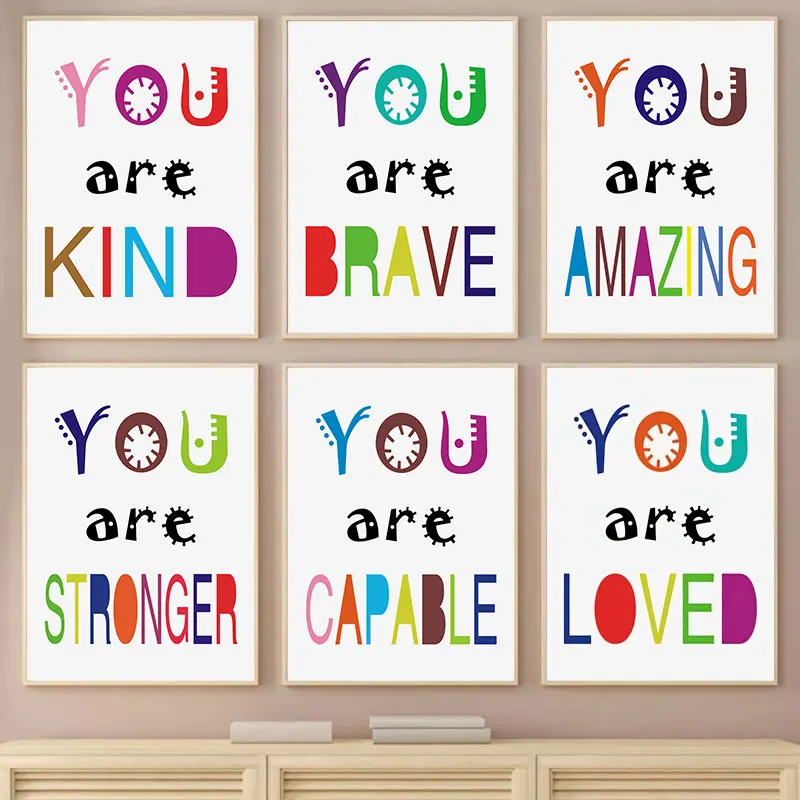 Cute Colorful Inspirational Words Canvas Poster Print Simple Modern Wall Decorative Picture for Kidsroom Nursery Home Art Decor