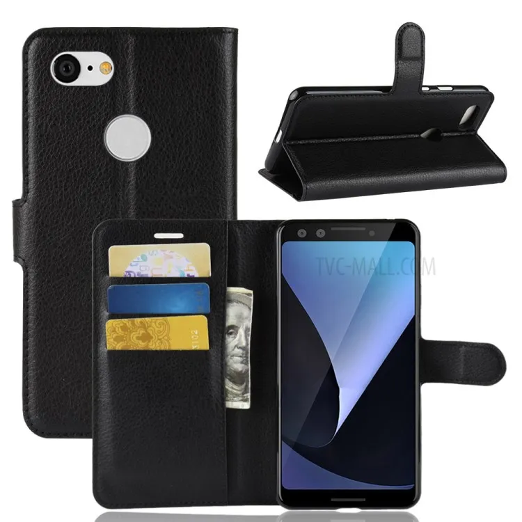 

Litchi Texture Wallet Stand Leather Flip Case for Google Pixel 3 - Black