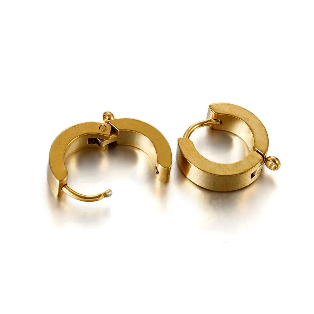 10pcs/lot Stainless Steel Gold Huggie Earring Hooks Ear Post Findings for Clips DIY Jewelry Components Accessories