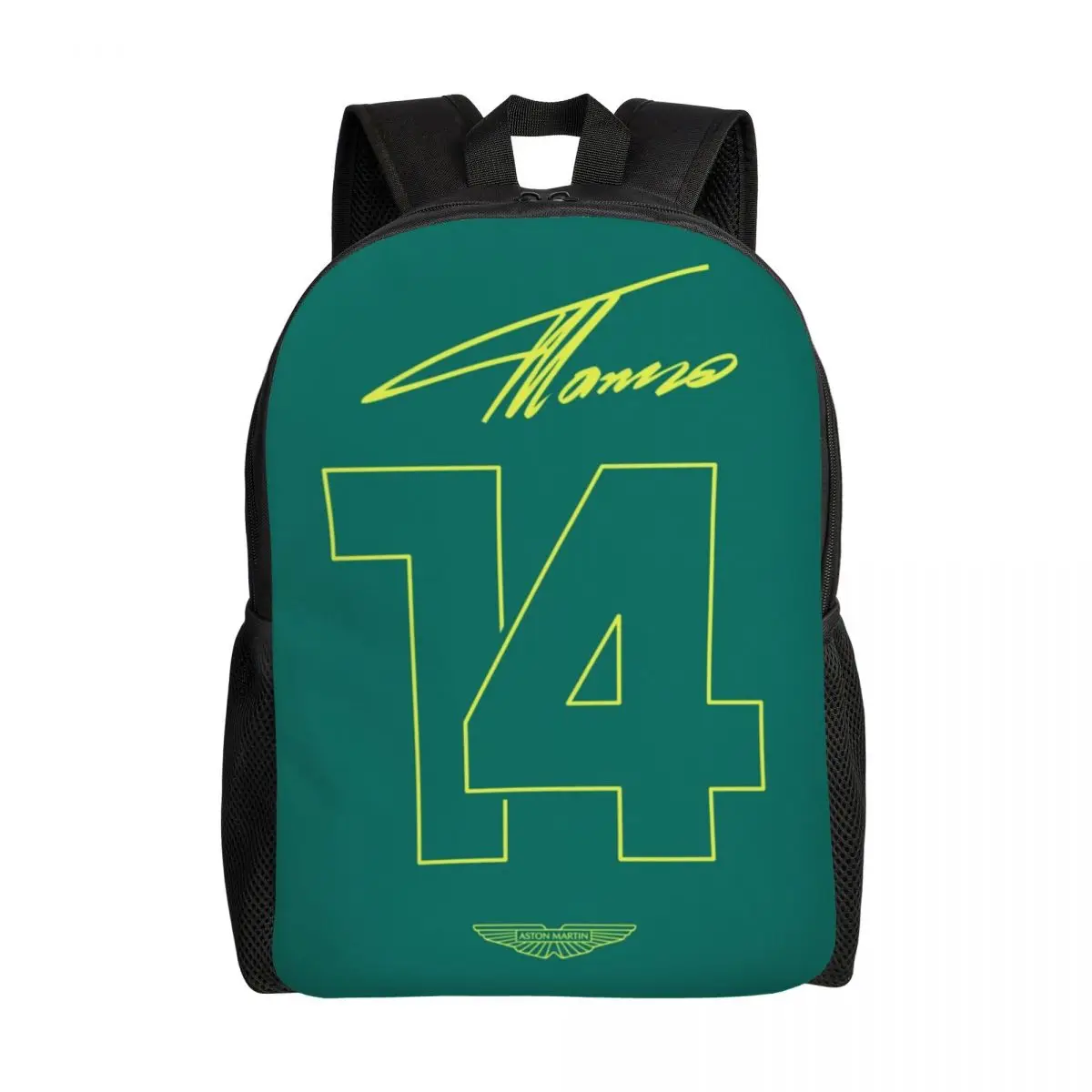 Customized Fernando Alonso Aston Martin Backpacks Men Women Casual Bookbag for College School Bags