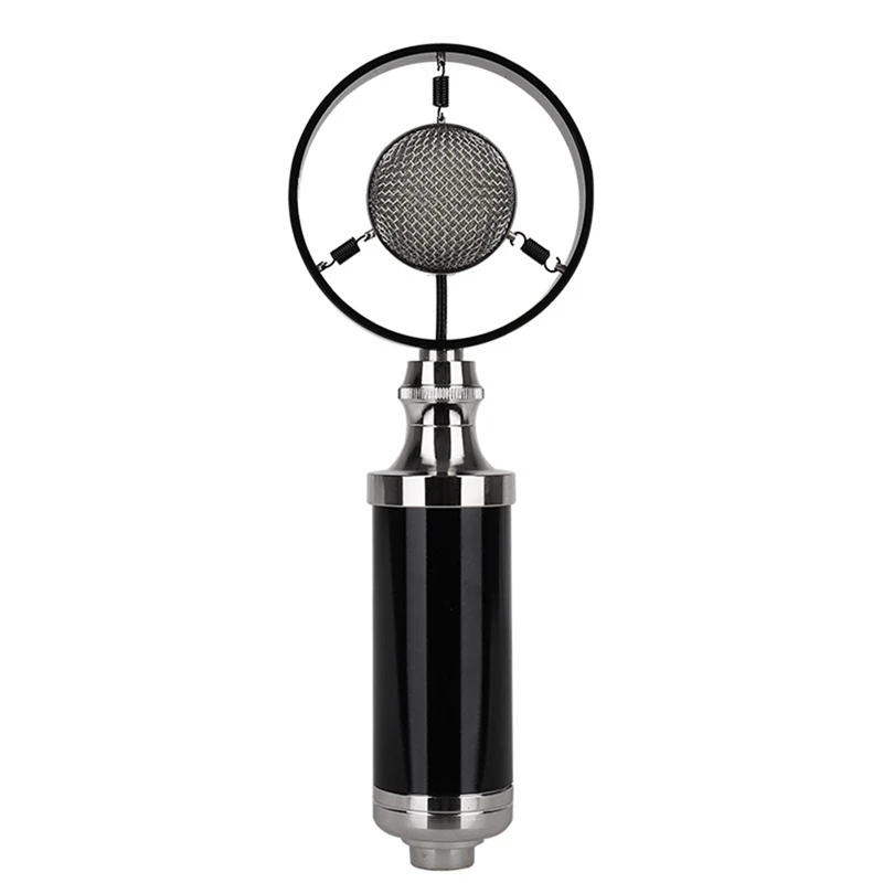 Professional Condenser Wired Vintage Recording Studio Microphone For Live Broadcast Black Easy To Use