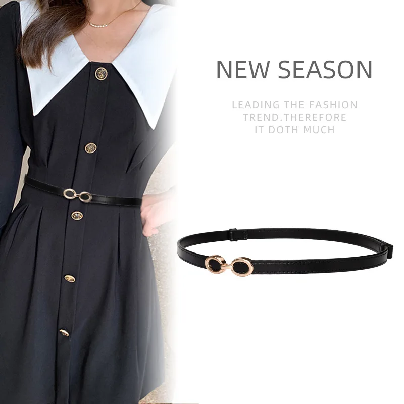 حزام صغير من الجلد الطبيعي للنساء ، حزام رفيع غير رسمي ، فستان يناسب جميع الملابس ، سحب مزدوج ، من من من من من من من الجلد الطبيعي