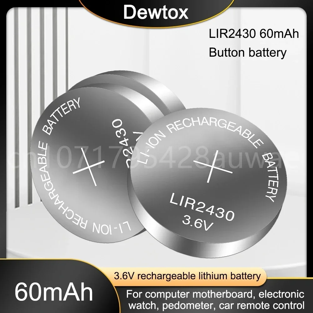 10-100PCS/LOT Rechargeable Li-ion Battery LIR2430 3.6V Lithium Button Built-in Coin Cell Batteries Watch Cells Replaces CR2430