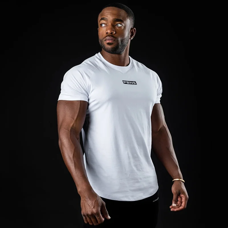 2022 New Mens Gym Cotton t shirt Men Fitness Workout Skinny Short sleeve T-shirt Male Bodybuilding shirt Summer Sports T-shirt