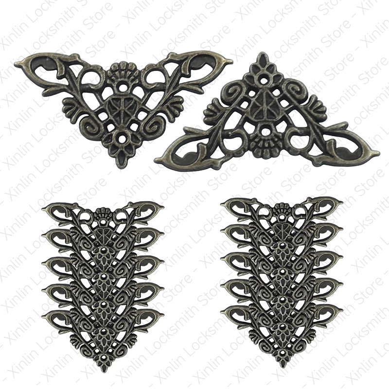 10 Pieces Vintage Decorative Corner Protectors Zinc Alloy Book Decorative Mounting Corners Brackets for Wine Box Jewelry Box