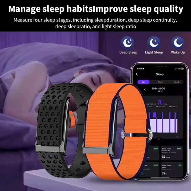 

Смарт-часы без экрана, монитор сердечного ритма, кислорода в крови, сна, умные часы, водонепроницаемый браслет, спортивный фитнес-трекер, мужские браслеты