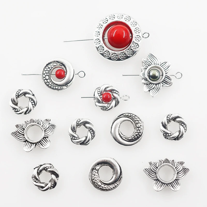 Zastosuj do 4 5 6 10 mm koralików Vintage Retro Bead Ring Spacer Beads Cap DIY Bracelet Beads For jewelry Making Accessories Finding