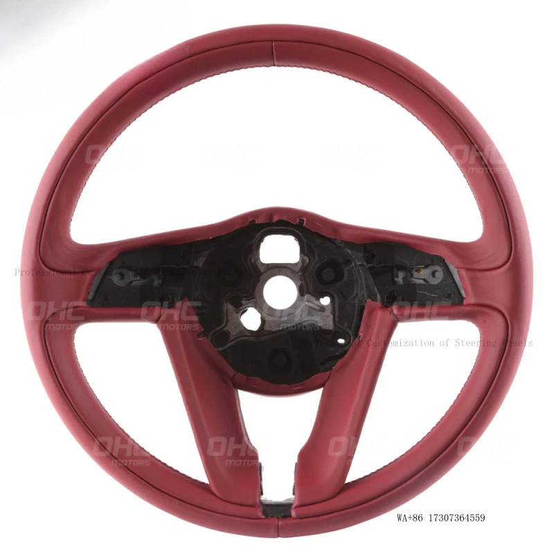 Suitable for Bentley Continental Bentayga car modification, red full-leather steering wheel