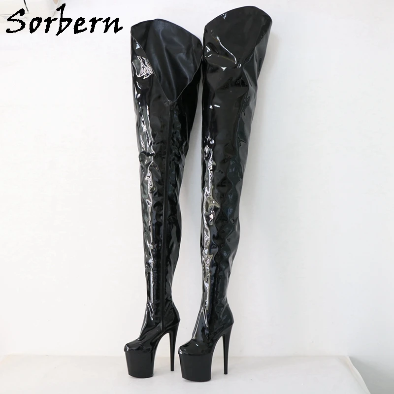 

Sorbern 20cm Fetish Crotch Thigh Boots Unisex 20cm Stripper Heels For Pole Dancer Extreme Long Length Boot For Guys Custom Shaft