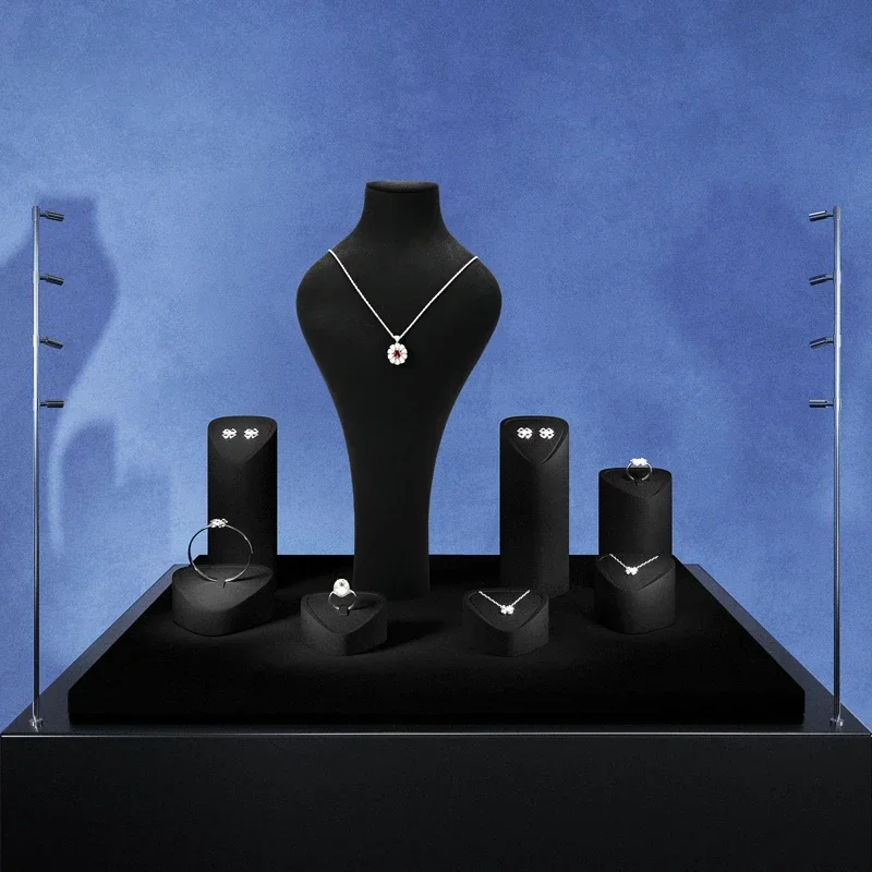 Jewelry display stand, microfiber necklace, ring, bracelet, earring display prop, jewelry display set, table