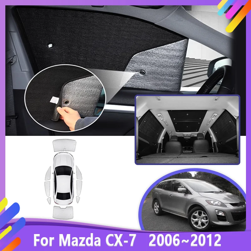 

Солнцезащитные козырьки для окон автомобиля для Mazda CX-7, аксессуары ER 2006 ~ 2012, светоблокирующие шторы, солнцезащитные козырьки, солнцезащитный крем, теплоизоляция