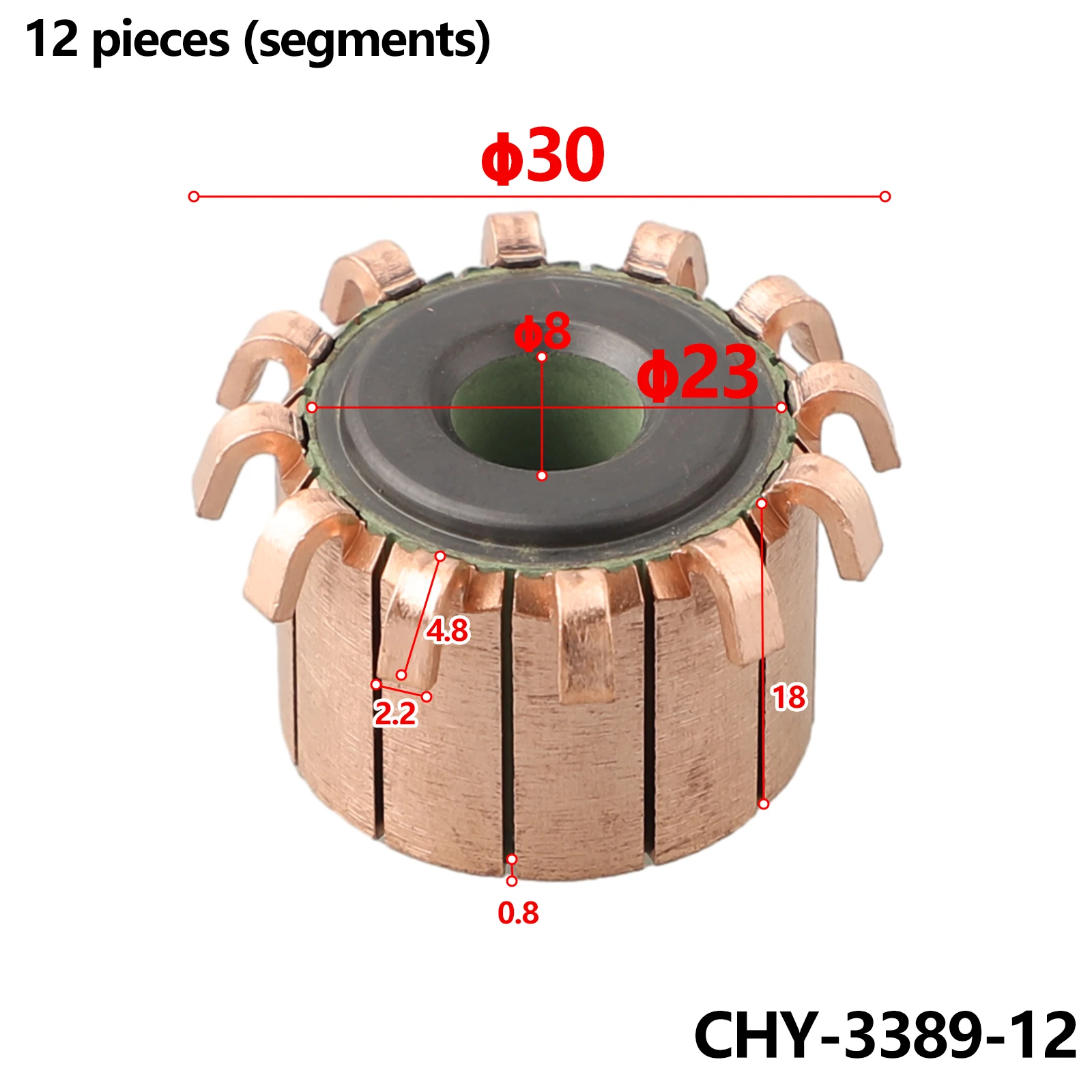 1pcs 12P Teeth Copper Hook Type Electrical Motor Commutator Car Motor Mini Drill On Armature Commutator Power Tool CHY-3389-12