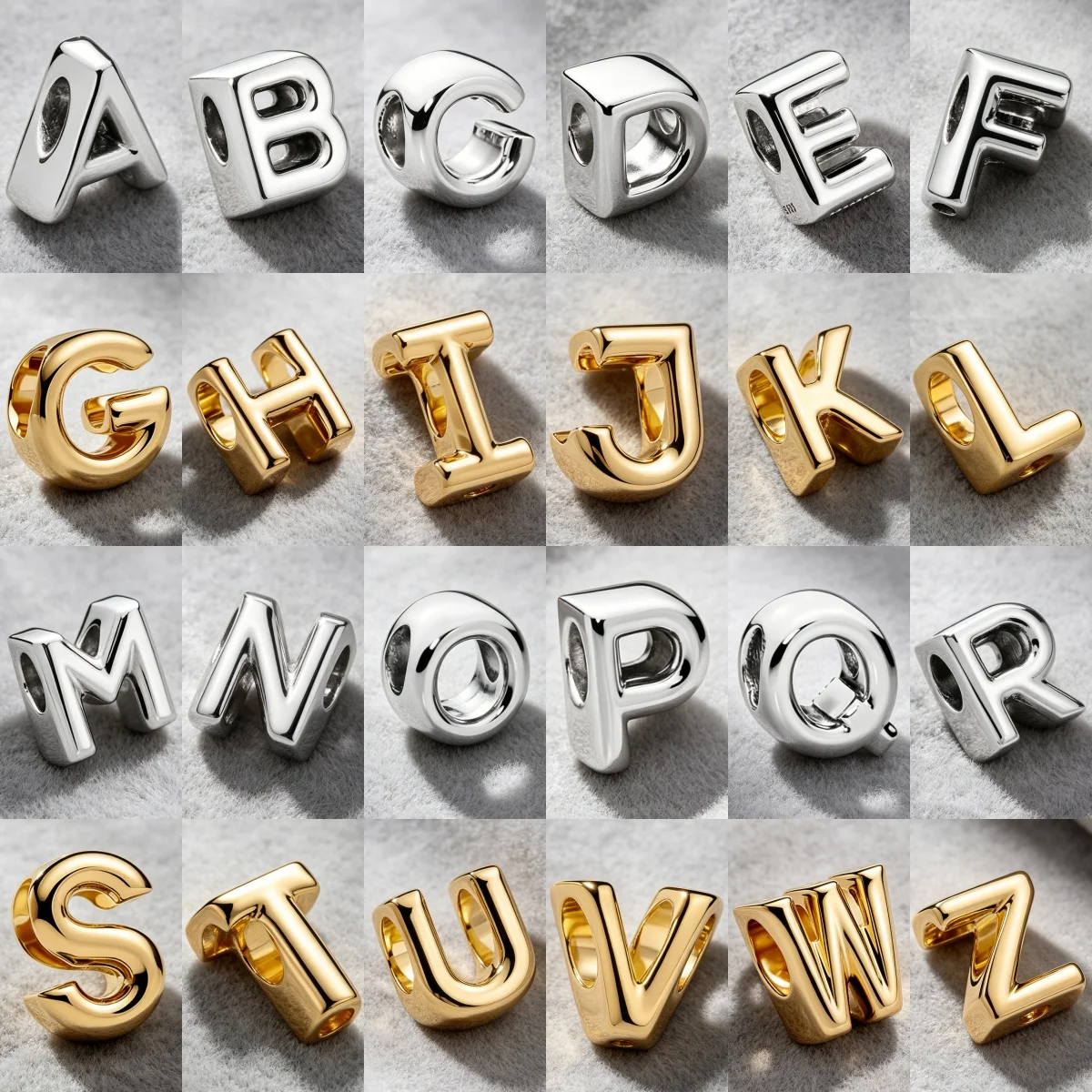 Classic Minimalist 925 Silver/Gold-plated A-Z Letters LOVE Name Letters Charm Beads Fit For Original Bracelets DIY Jewelry Gifts