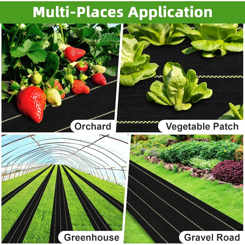 頑丈な8フィート x 300フィートの雑草防止シート、庭用3.5オンスの透水性雑草抑制材
