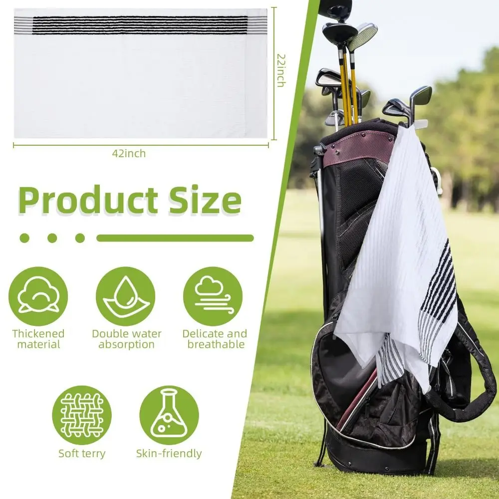 Outdoor 56 * 112cm Golf Towel Extra Large Cotton Sports Towel Color Stripe Absorbent Golf Caddy Towel Wiping Golf Club