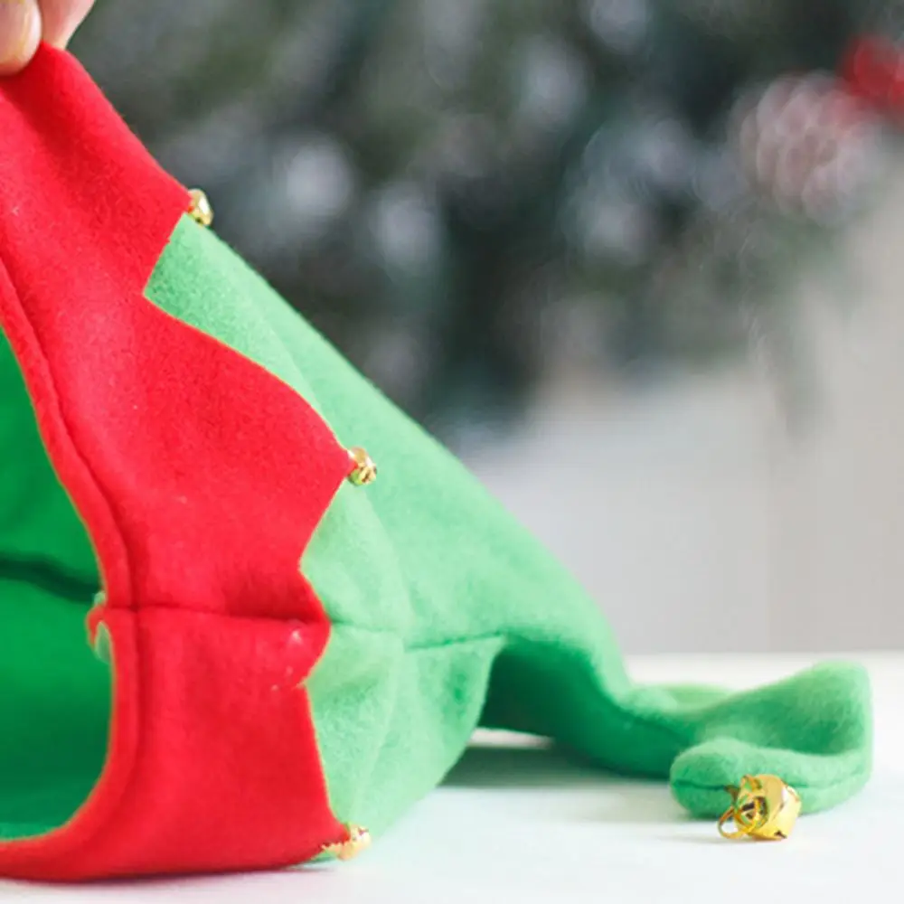 Clown Cap Plush Ball Red Green Patchwork Elk Santa Claus With Metal Bell Women Christmas Hats Velvet Hats Korean Winter Caps