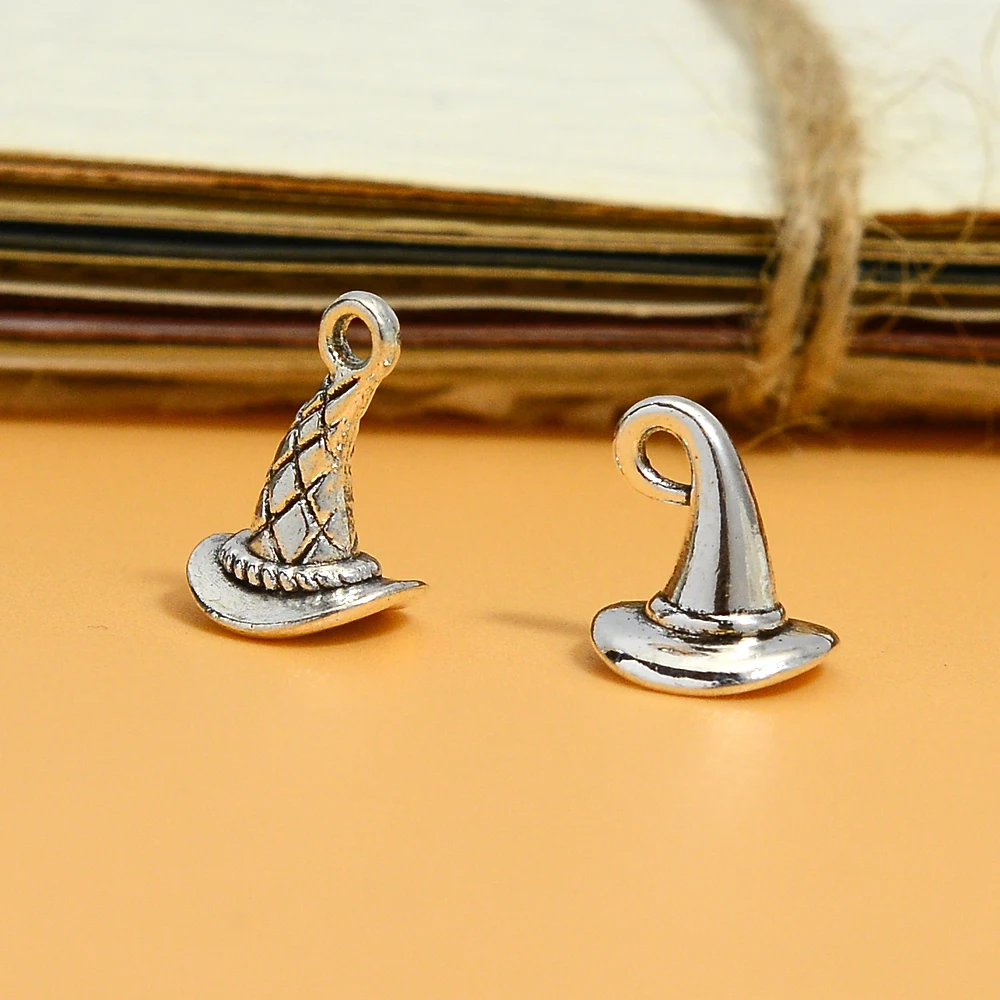 10/20pcs/lots Halloween Gothic 3D Wizard Witch Hat Cauldron Charms Pendants For Diy Jewelry Making Findings Supplies Accessories