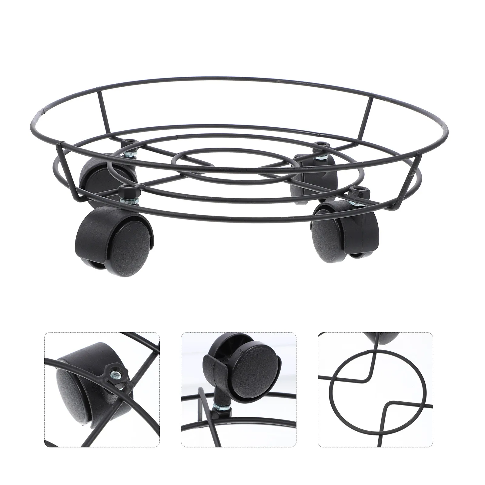 1Set Pulley Flower Pot Holder Plant Rack with Wheels Heavy Duty Flowerpot Stand for Indoor Outdoor Garden Moving Large Potted