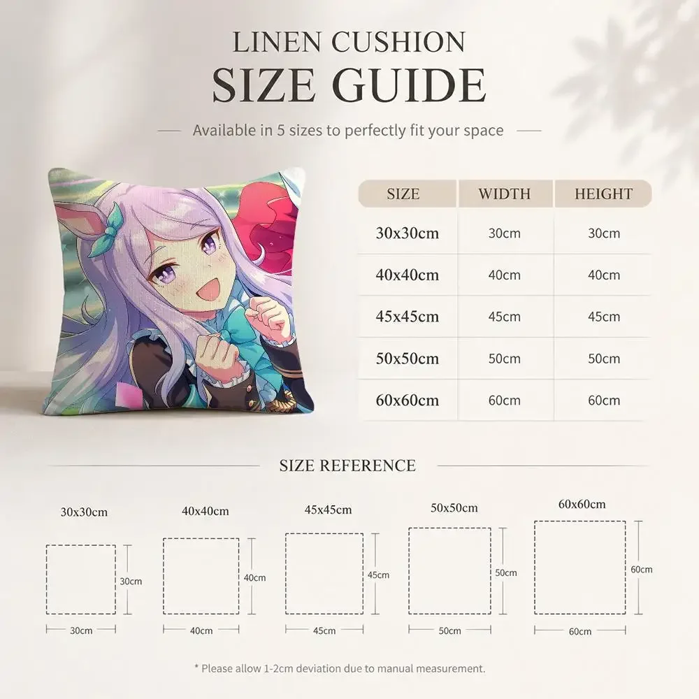 Pretty DerbyUmamusume Pretty Derby Cushion Cover Linen Decorative Sofa Couch Bedroom Living Room Home Decor Pillow Case