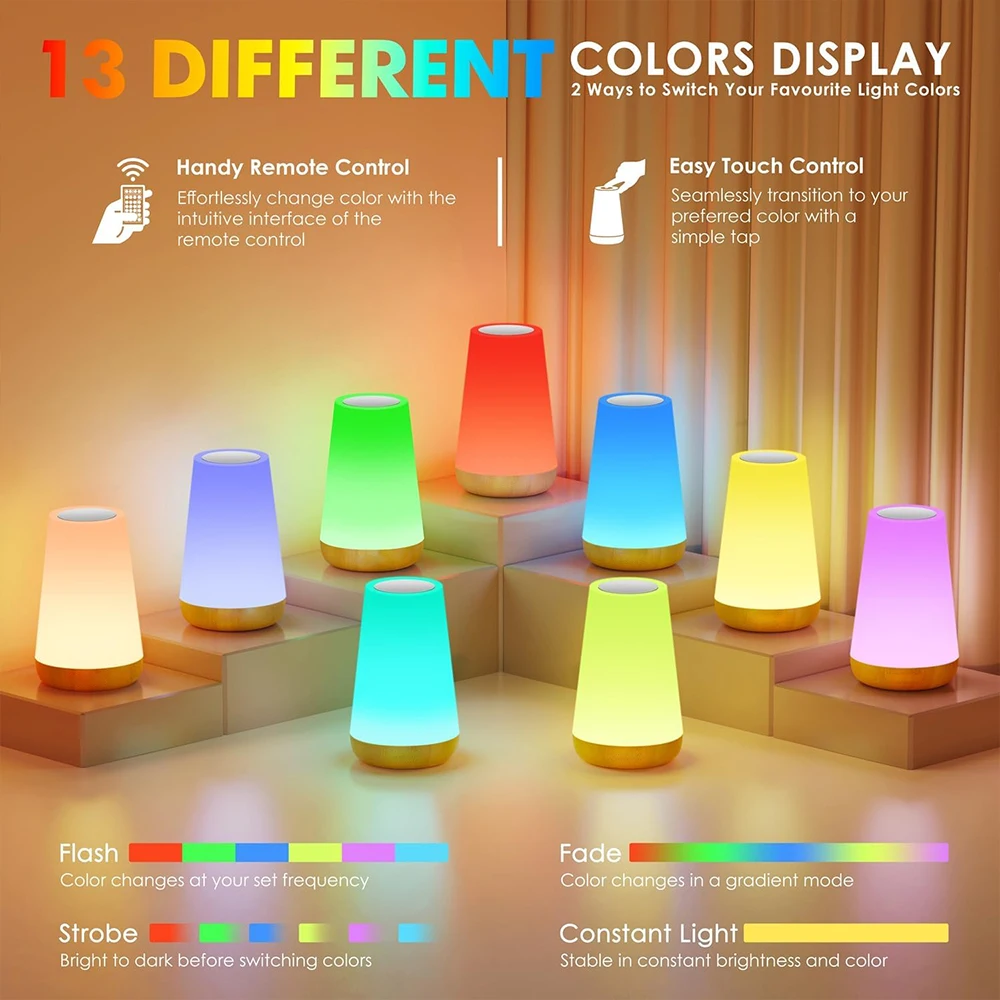 Creative wood grain table lamp, bedside decorative table lamp, rechargeable night light, high-end night light