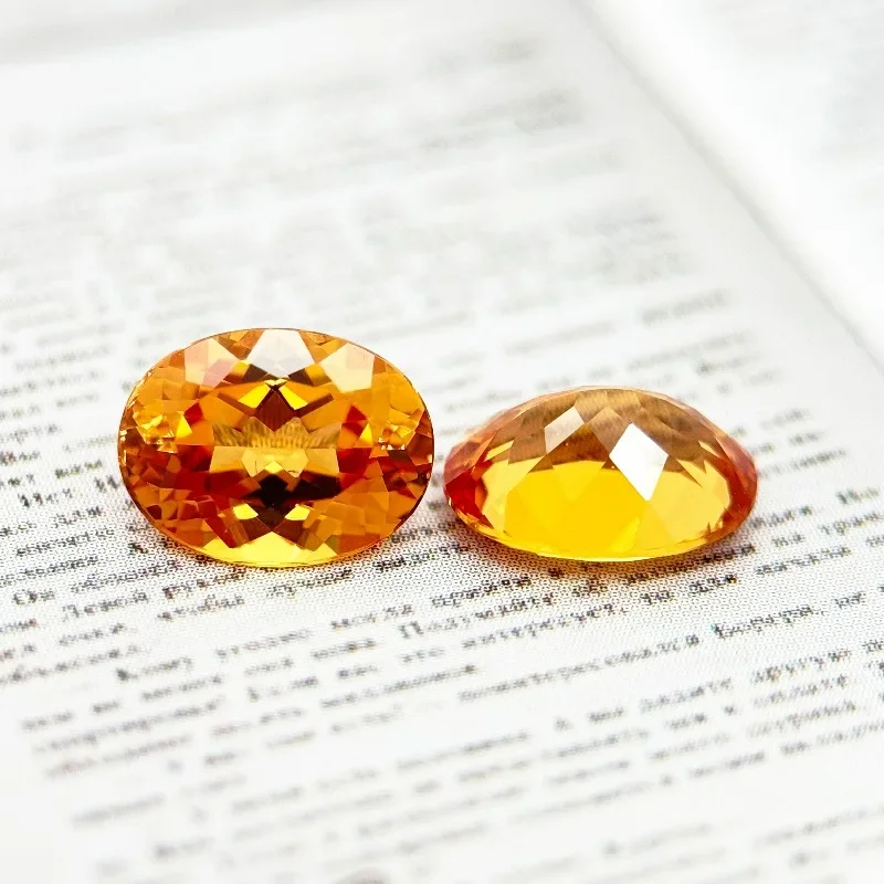 

High-quality Lab Grown Sapphire Oval Cut Orange Color DIY Charms Main Materials Selectable AGL Certificate