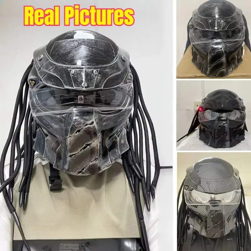 DOT Certirication Motorcycle Helmet Iron Blood Warrior Predator Personalized Retro Riding with Dirty Braids Full Helmet Capacete