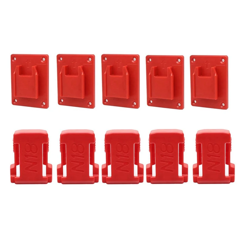 For Milwaukee M18 18V Battery Tool Holders Battery Holders Wall Mount Red Drill Tool M8 Holder With Screws