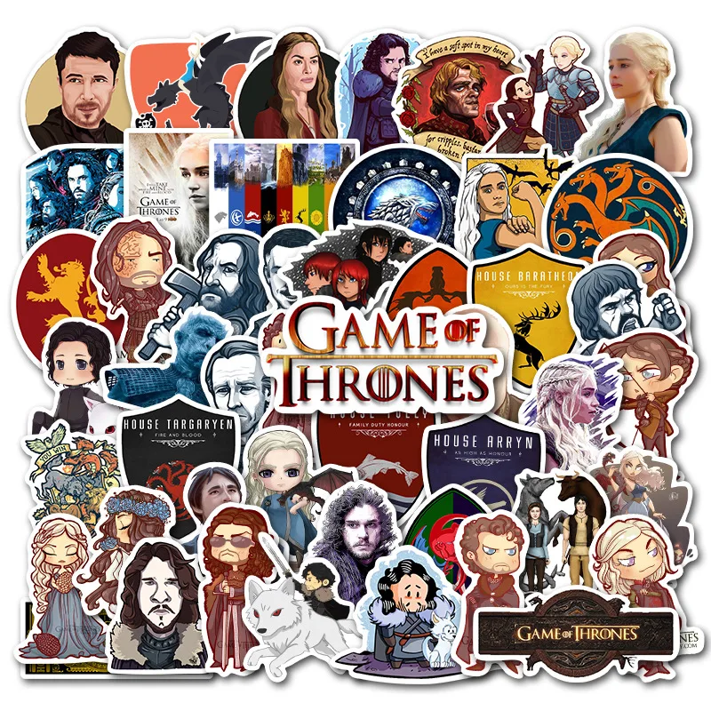 50PCS Game of Thrones Action Figure Graffiti Stickers DIY Skateboard Moto Bicycle Guitar Phone Case Decorative Sticker Toy