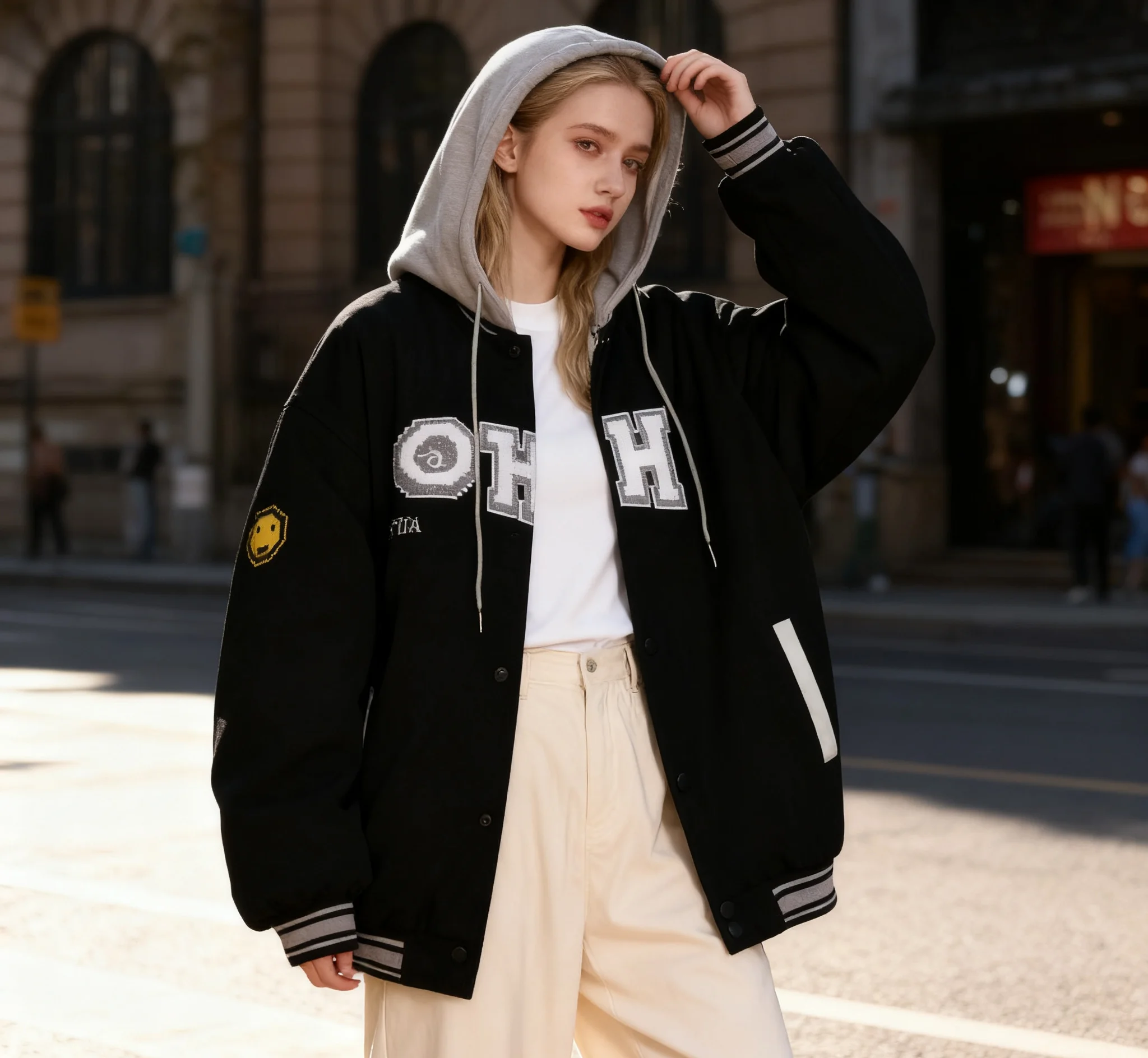 

Baseball Jackets Hip Hop Womens Winter Anti-Freezing Women-Thickened Insulated Lining Y2K Soft Warm Tie-Dye Tailored Open-Button