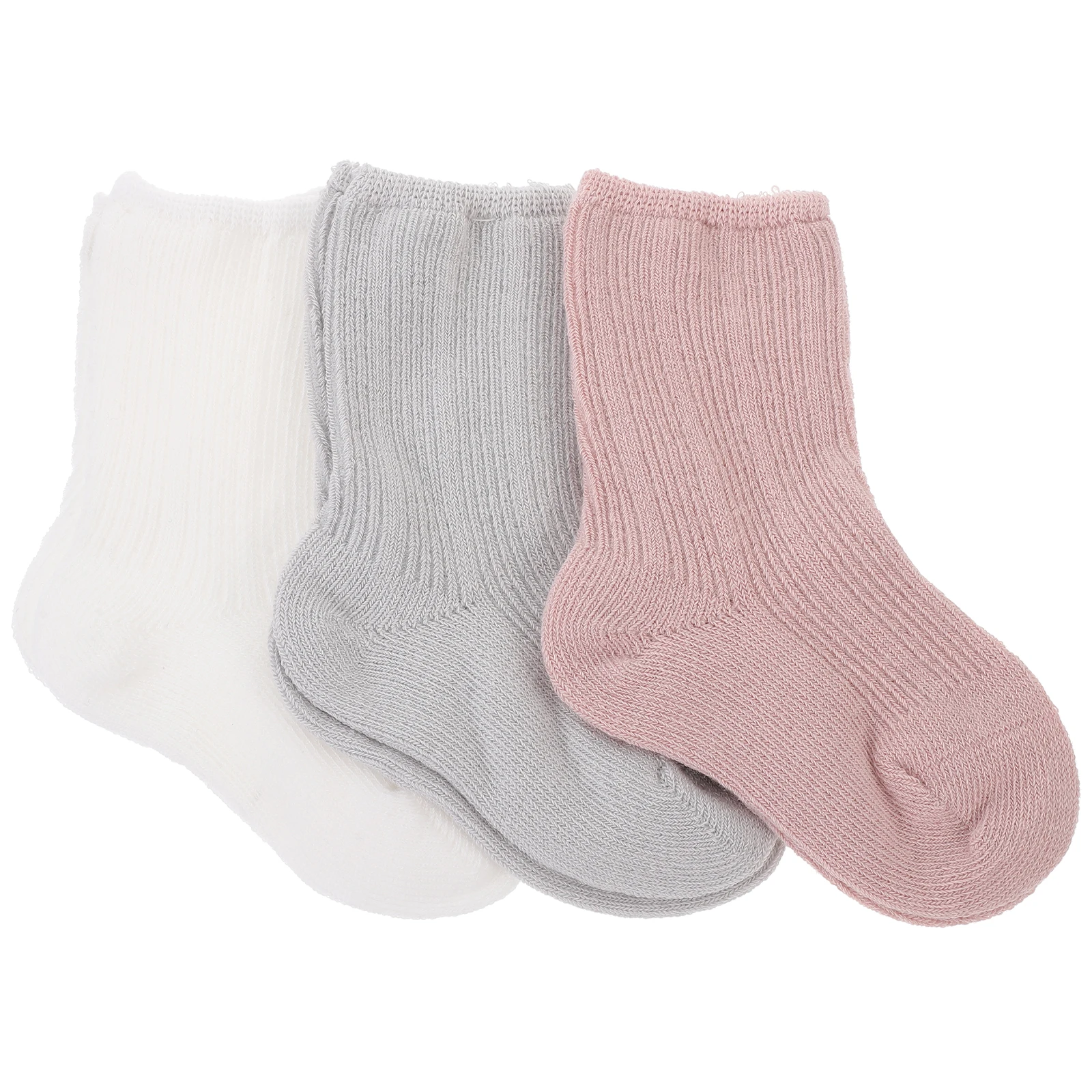

3 Pairs Baby Newborn Infant Combed Cotton Mid Calf Socks Spring Autumn 6 12 Months Pink S Breathable Comfortable Warm