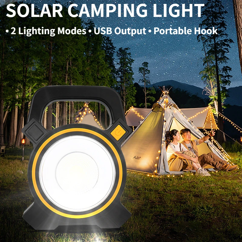 

Solar Charging Camping Lantern USB Rechargeable Work Light 2 Mode COB Portable Tent Lamp Outdoor Emergency Floodlight Power Bank