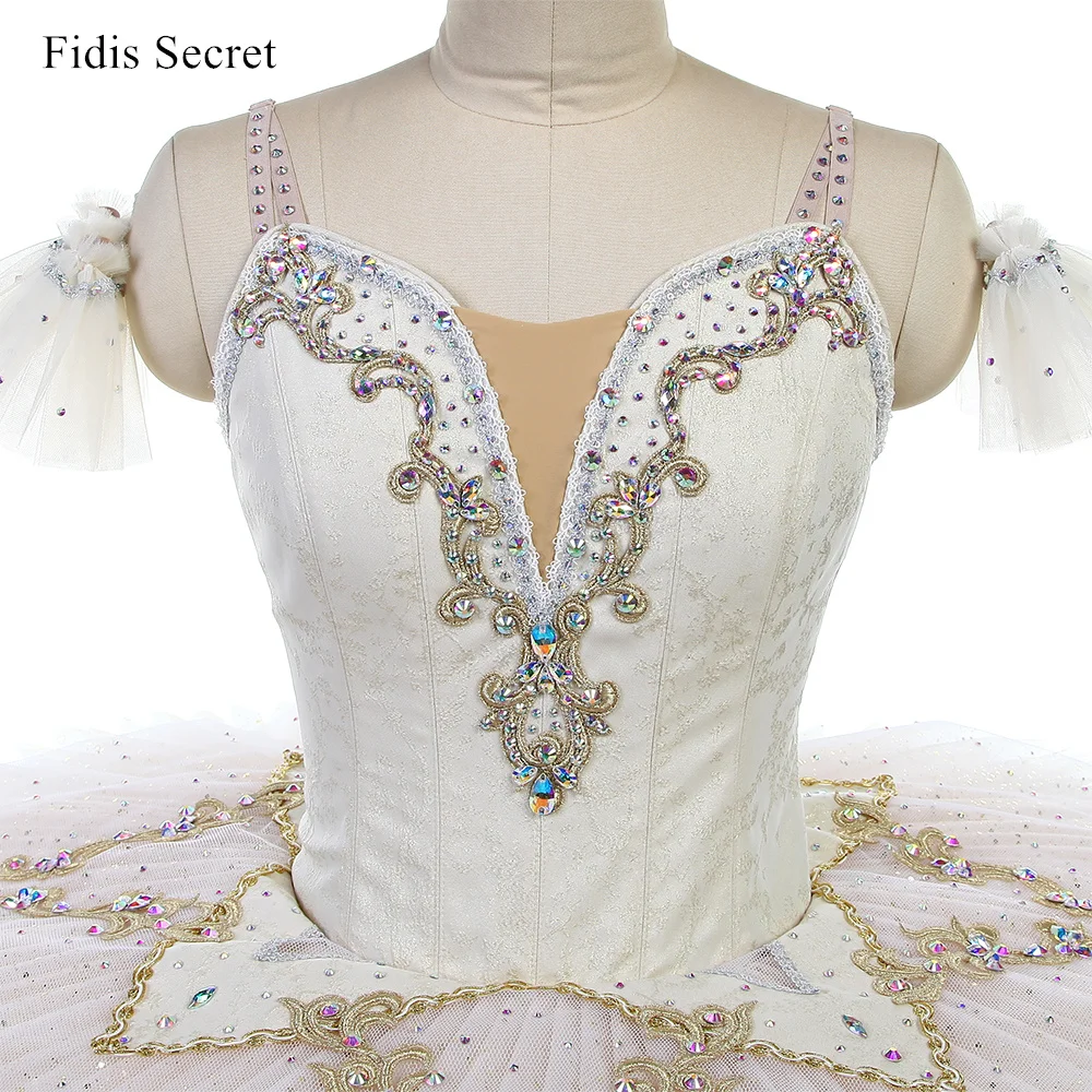 

Детское белое классическое балетное платье-пачка, костюм для выступлений/соревнований по балету для девочек, для танцевальных представлений/конкурсов, сценический костюм Балерины/Спящей красавицы