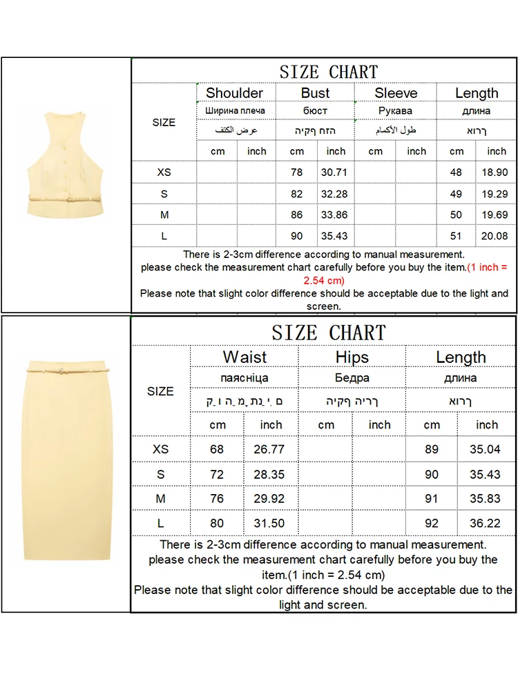 TRAF Two Piece Fashion Women Skirt Set Elegant V-neck Single Breasted Top Side Zipper Slim Skirt With Belt Summer Causal Suit