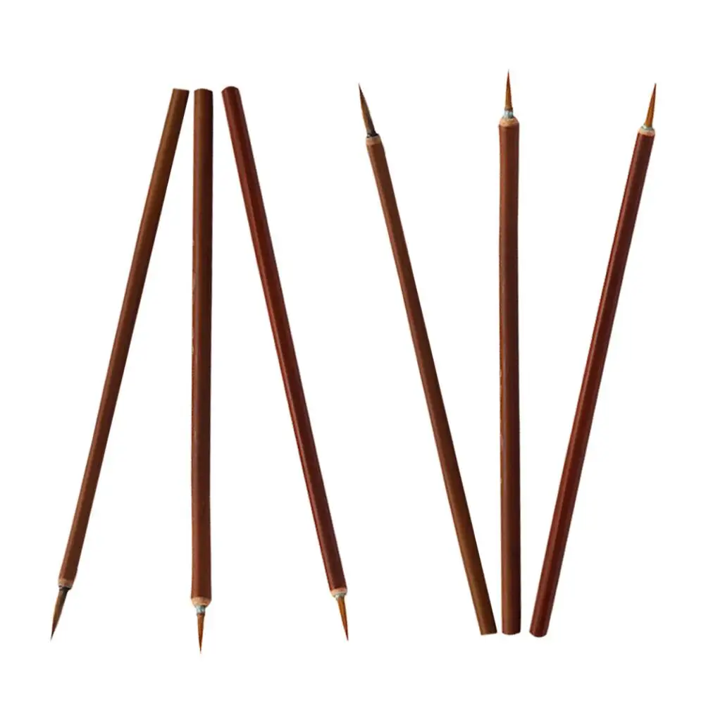 

Набор кистей из 6 шт., ручки для каллиграфической живописи, волосы ласки, бамбуковая ручка, тонкая подводка для студентов, акварель, масляный эскиз, рисунок