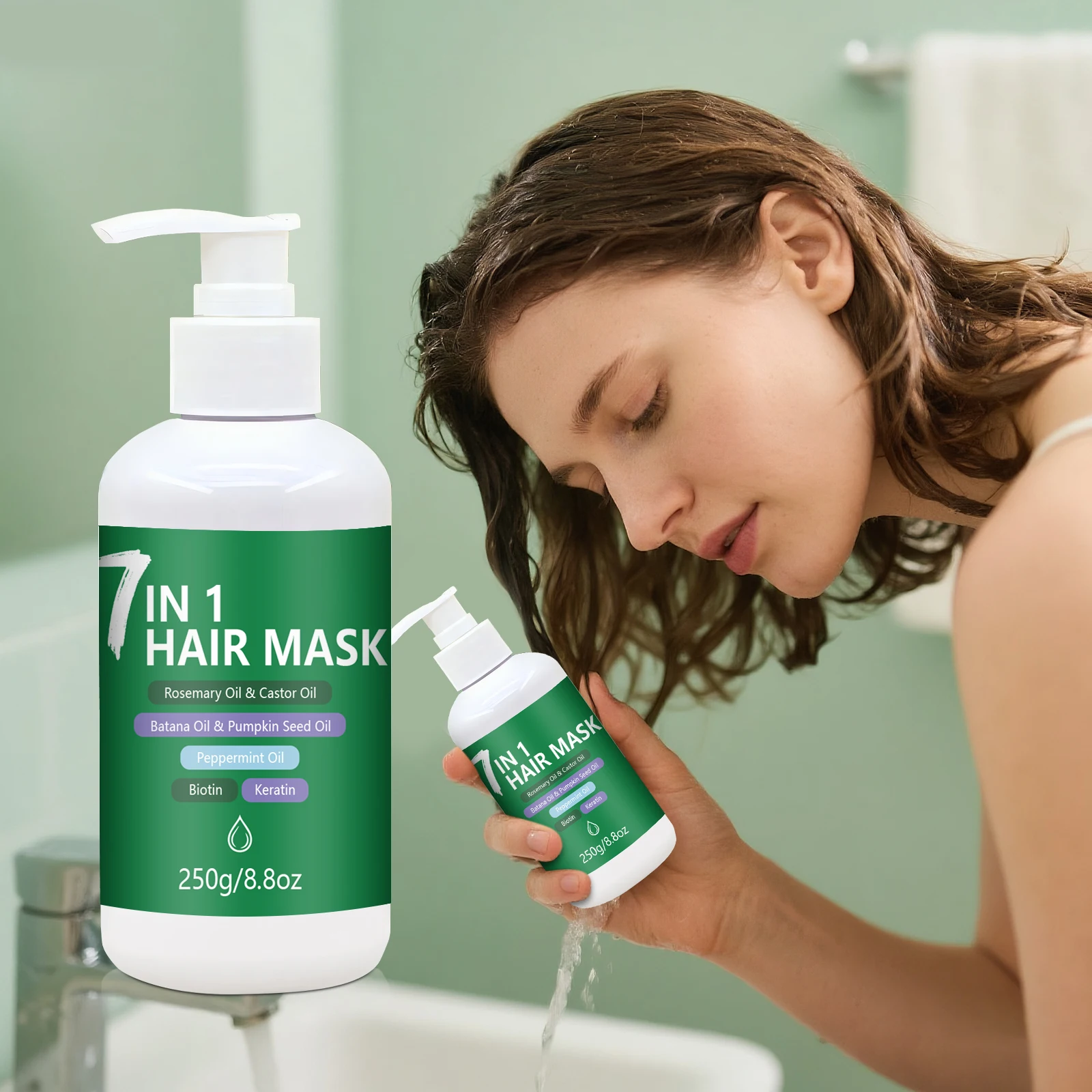 

7 IN 1 Hair Mask Deep Nourishing & Frizz Control Treatment Reduce Broken Hair Preventing Split Ends for Damaged Hair, 250g