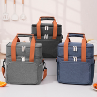 Double-Layer Insulated Bag, Portable Back-Span Outdoor Camping Large-Capacity Picnic Lunch Box Bag, Leak-Proof Ice Bag