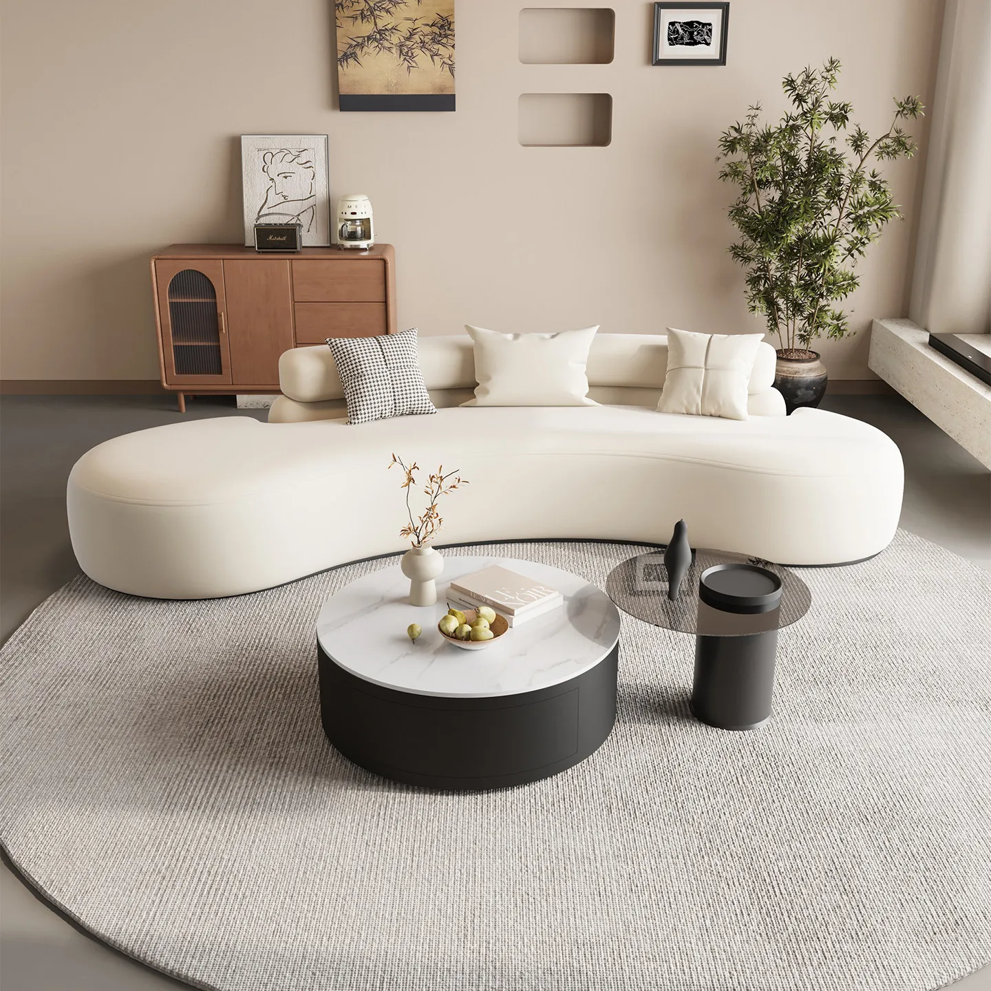 & Curved Fabric  Modern Design Durable Sofa Set Luxurious Upscale for Beauty Salons Hotels Offices Business Negotiation Area