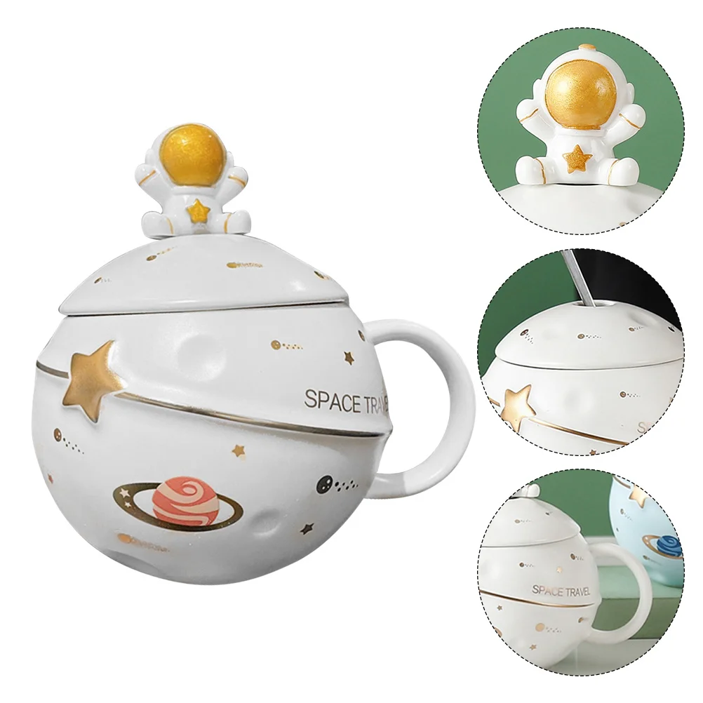 

1Set Cartoon Space Astronaut Ceramic Mug Practical Water Cup Suitable for Coffee Tea Milk Cartoon Ceramic Mug