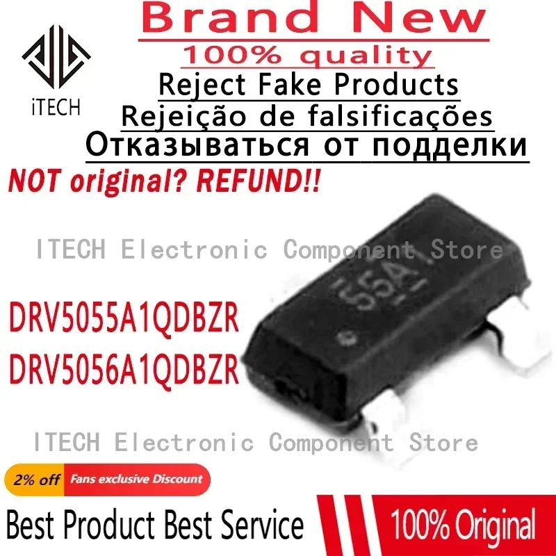 10pcs/lot Original DRV5055A1QDBZR 55A1 DRV5056A1QDBZR 56A1 SOT23-3 Ratiometric Linear Hall Effect Sensor With Analog Output