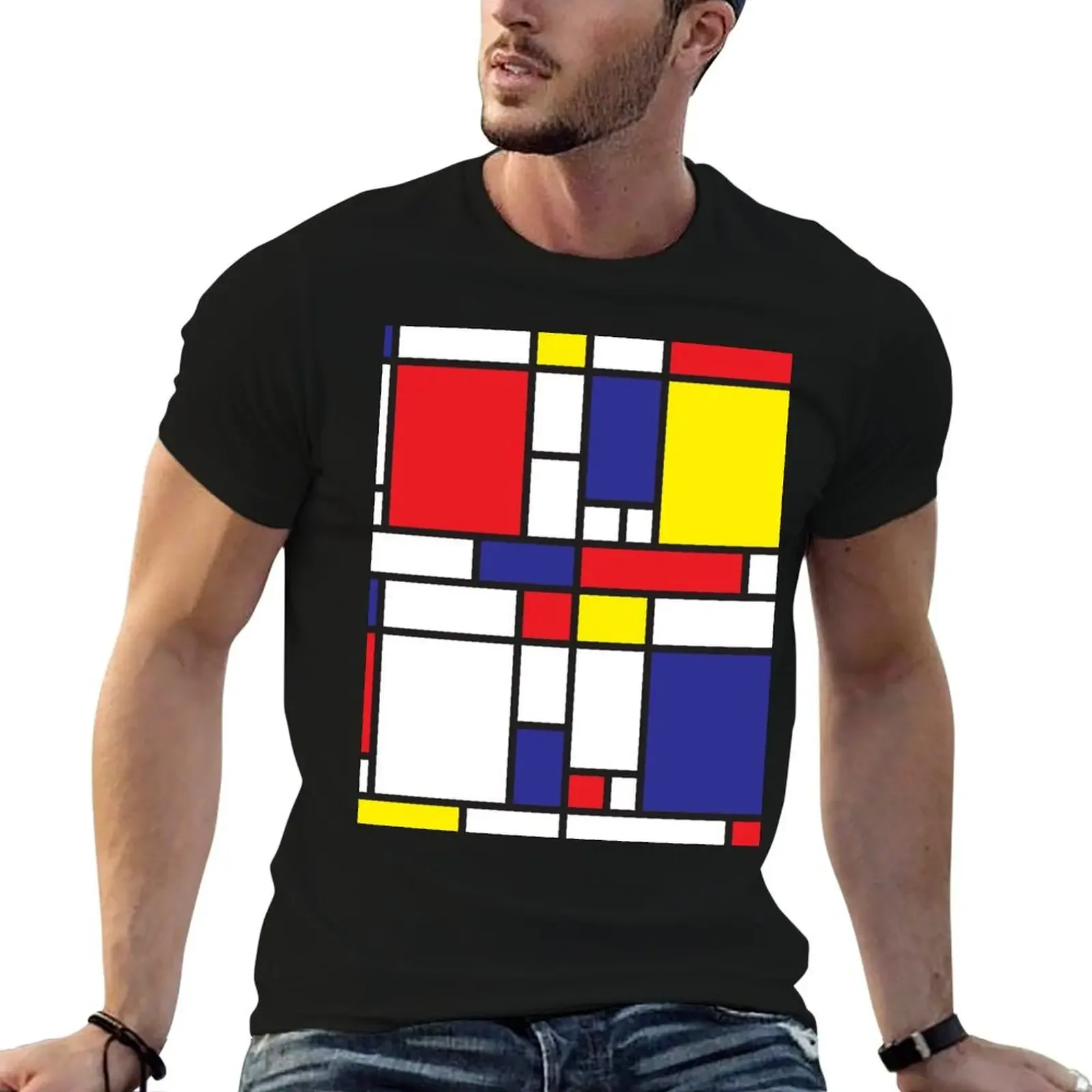 

Mondrian Study I T-Shirt man clothes Blouse oversizeds men workout shirt