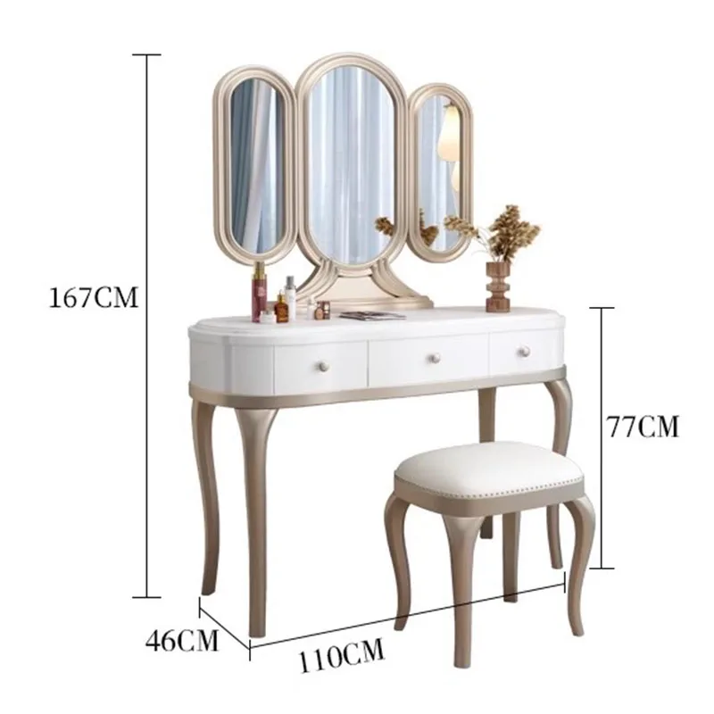 Luxury Mirror Dressing Table Design Drawer Nordic Dressing Table Aesthetic Girls Makeup Penteadeira De Maquiagem Home Furniture